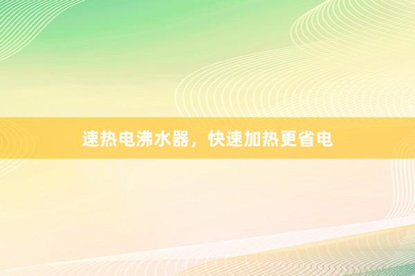 速热电沸水器，快速加热更省电